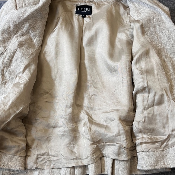 Hobbs 100% Linen Flax Blazer Jacket - Women's Size Beige - 14 UK - Picture 5 of 10